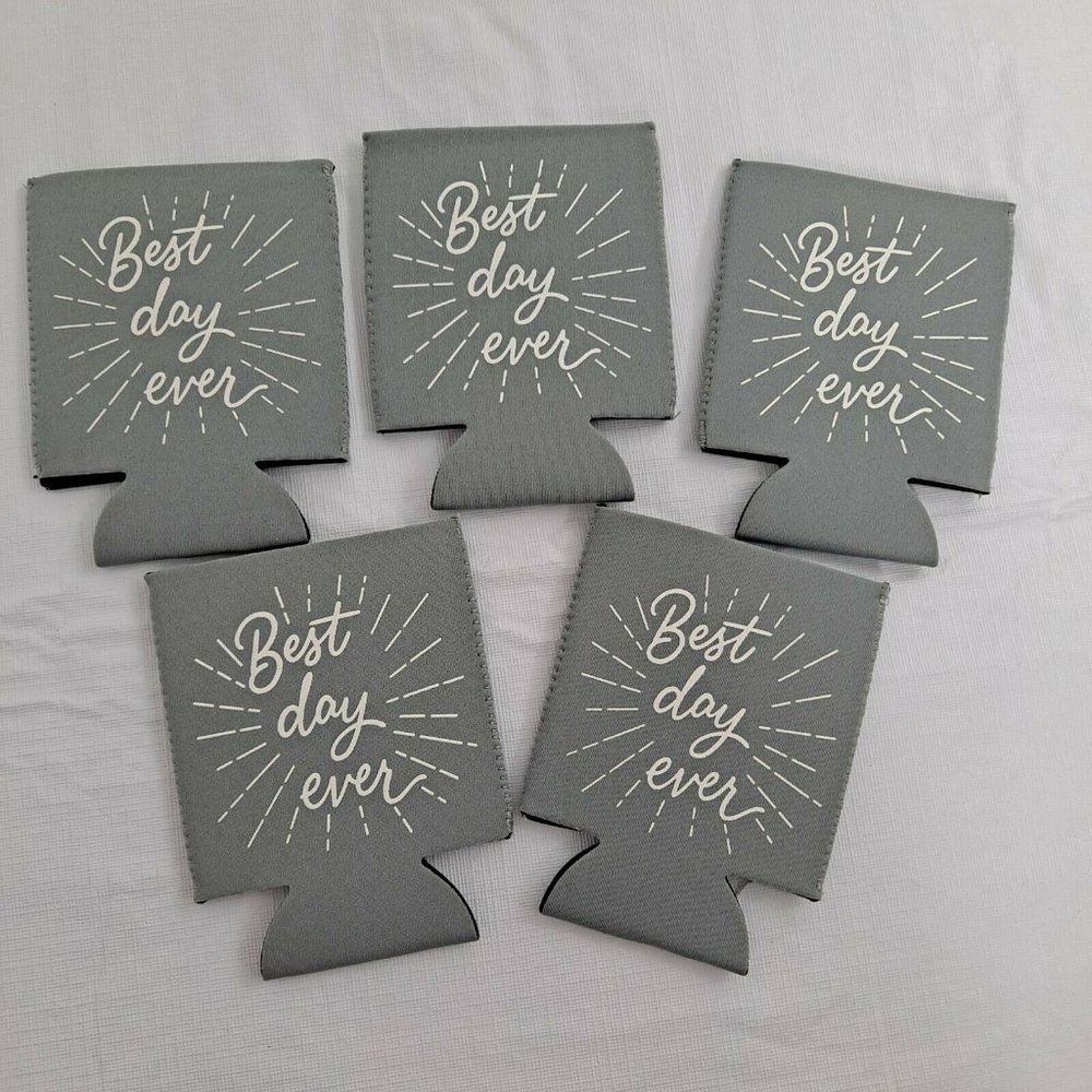 Can Cooler Sleeve Foam Best Day Gray Ever 5 Pack